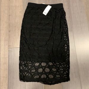 Black lace pencil skirt